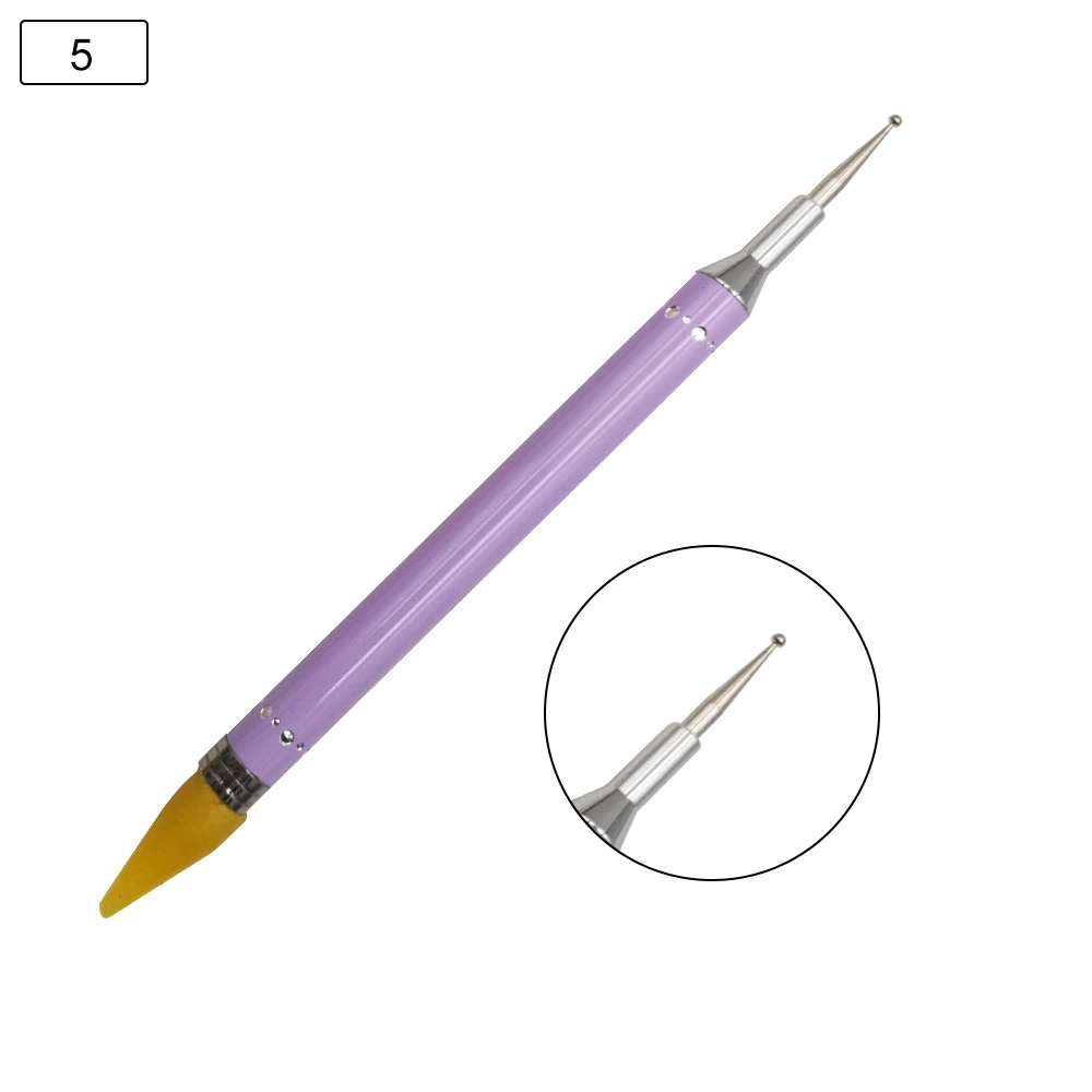 purple Ручка для ногтей в раскрашивающемся кристалле бусины точечный алмазный инструмент для украшения маникюра Стразы двусторонний воск - Цвет: purple