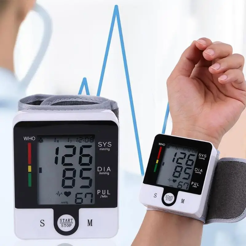 

Wrist Sphygmomanometere Heart Beat Rate Fever Reminders Digital Display Tonometer Pulsometer Non-contact Wrist Sphygmomanometer