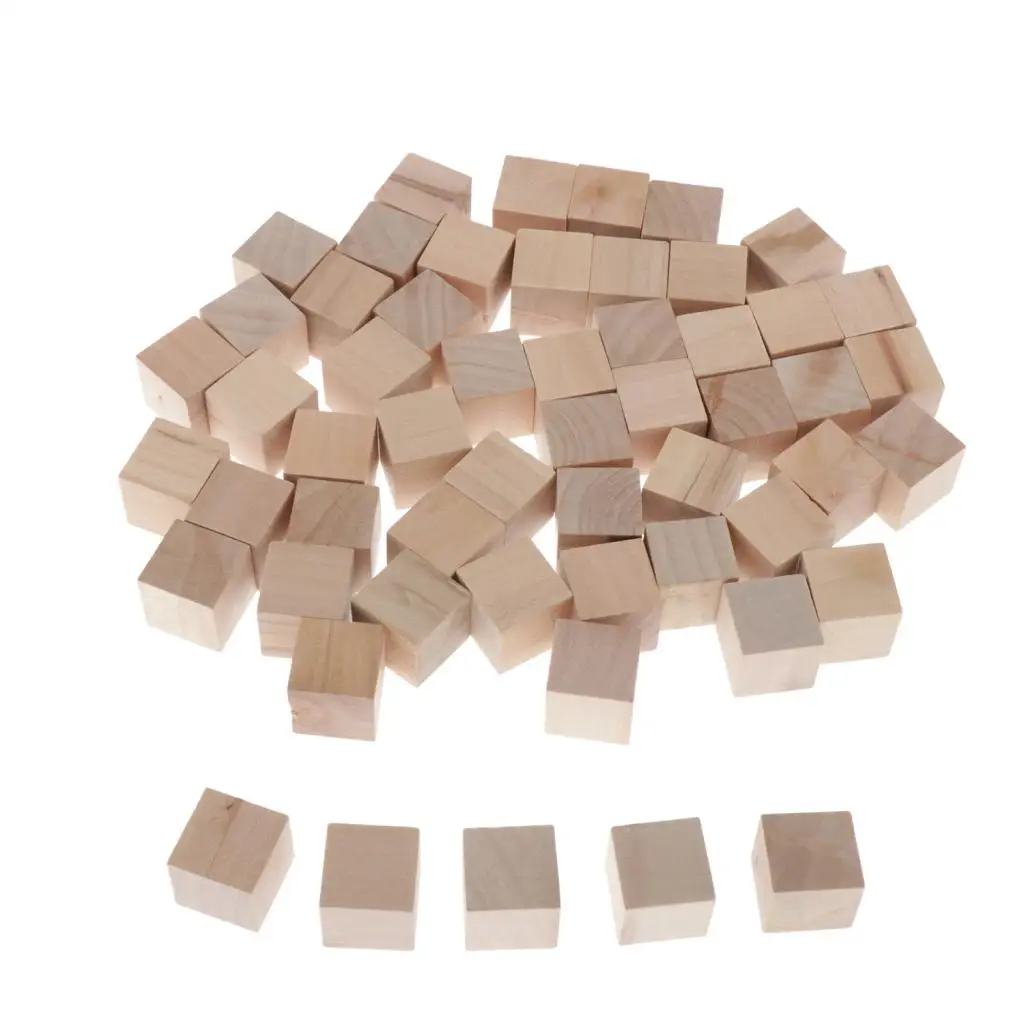 2 см деревянные кубики 50 шт незавершенные Квадратные блоки для детей