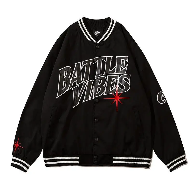 

High quality retro embroidery baseball uniform street hip-hop loose casual couple jacket men fashion Spring and Autumn jacket