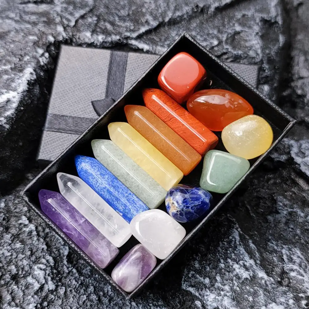 14pcs/set Természetes Kő- Ólomkristályüveg Drágakő chakras Gyógyulás Kő- Kvarc Ásványi Dísztárgyak haza decoratie ajándékok Loggia számára gyerekek