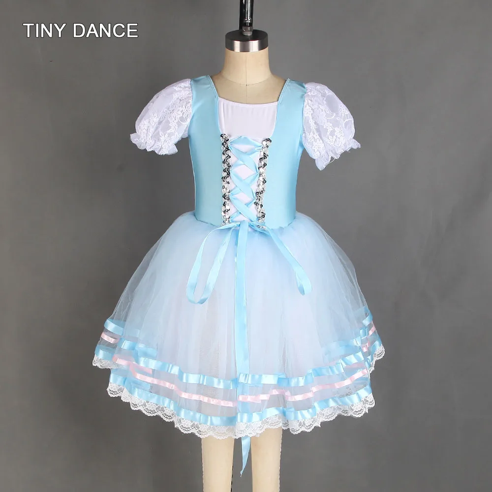 

Short Sleeves Romantic Ballet Tutu Girls Ballerina Costume Sky Blue Ballerina Tutu Skirt Women Giselle Tutu Dresses 20536