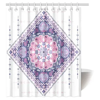

Mandala Decor Collection, Ethnic Indian Mandala Pattern Boho Home Decor Beautiful Floral Nature Theme Bathroom Shower Curtain