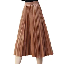 Женские юбки из искусственной кожи, женская элегантная повседневная модная плиссированная юбка