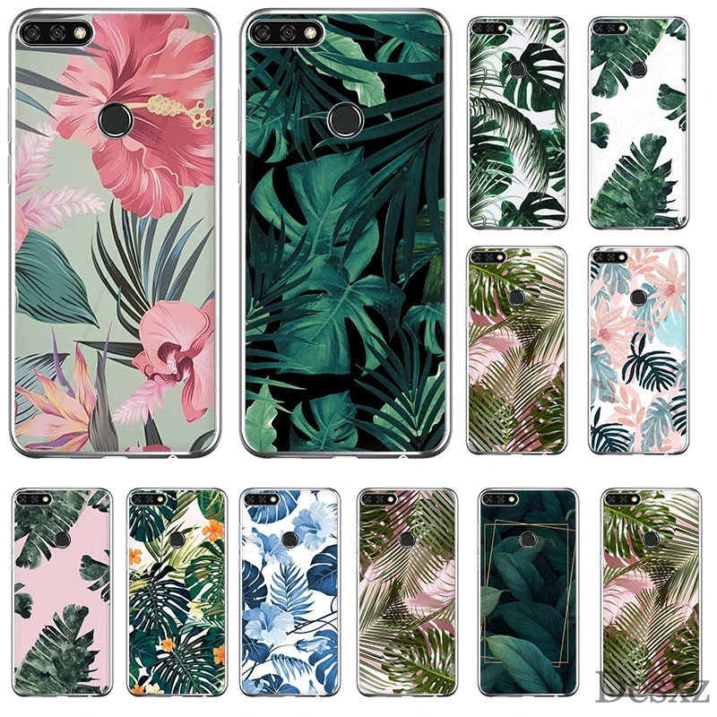 

Phone Case For Huawei Honor 6A 6C 7A 8 8X 8 9 9X 10 View 20 Lite Pro Play Hard Cover Palm Tree Leaves