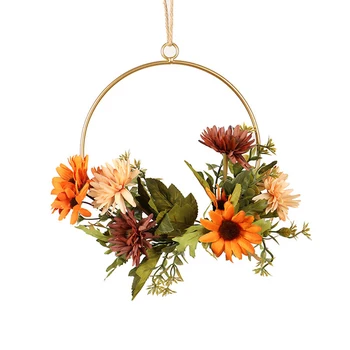 

Artificial Sun Daisy Flower Hanging Garland Festive Supplies for Home Wedding Party Wall Door Window Hanging Photo Ornament