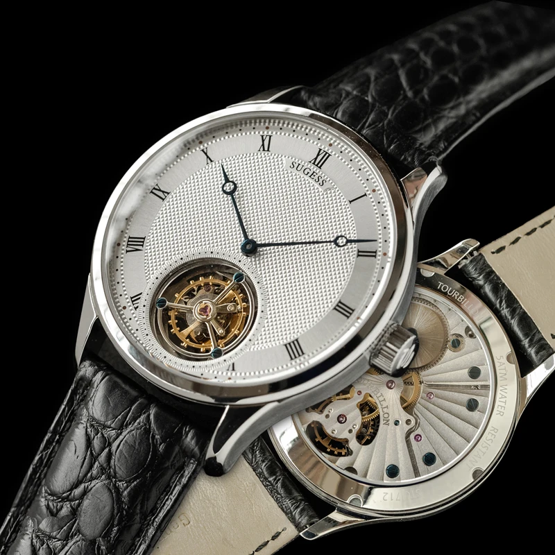 SUGESS Tourbillon Skeleton Наручные часы сапфировые длинные штанишки ST8230 двигаться Для