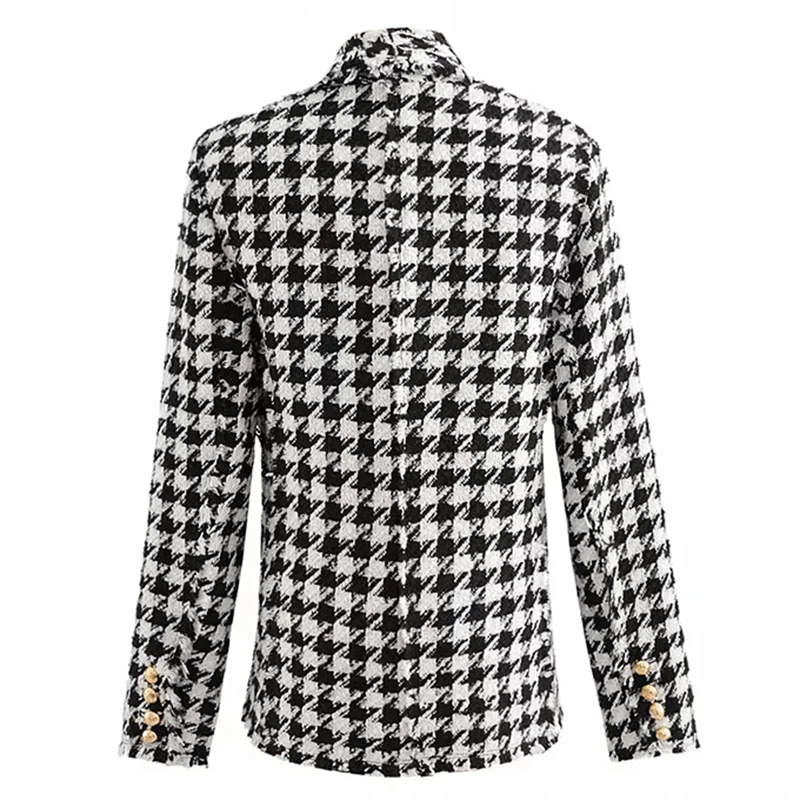 Koop Vrouwen Tweed Jassen 2019 Fashion Office Dames Zwart Kwastje Houndstooth Jassen Vrouwelijke Herfst Vintage Dikke Plaid Jas Meisjes Chic