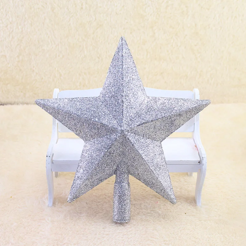 B-Christmas Tree Top 3D Five-point Star Decoration Xmas Tree Topper Home Ornaments Multicolor Christmas Tree Ornament