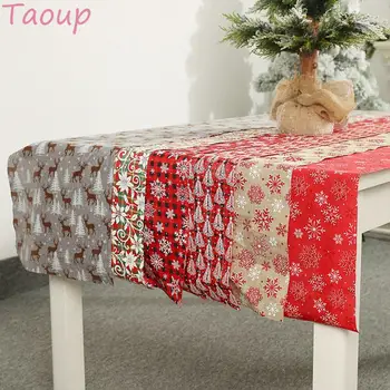 

Taoup 1pc Square Merry Christmas Table Flags Christmas Table Decor Santa Claus Tablecloth Xmas Decor for Home Noel Elk Navidad