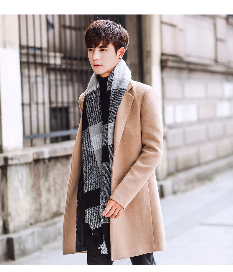 Wool Blend Men's Coat Woollen Overcoat Winter Autumn Men Coat Fashion Brand Clothing Lined Warm Woolen Overcoat Male MOOWNUC 5XL