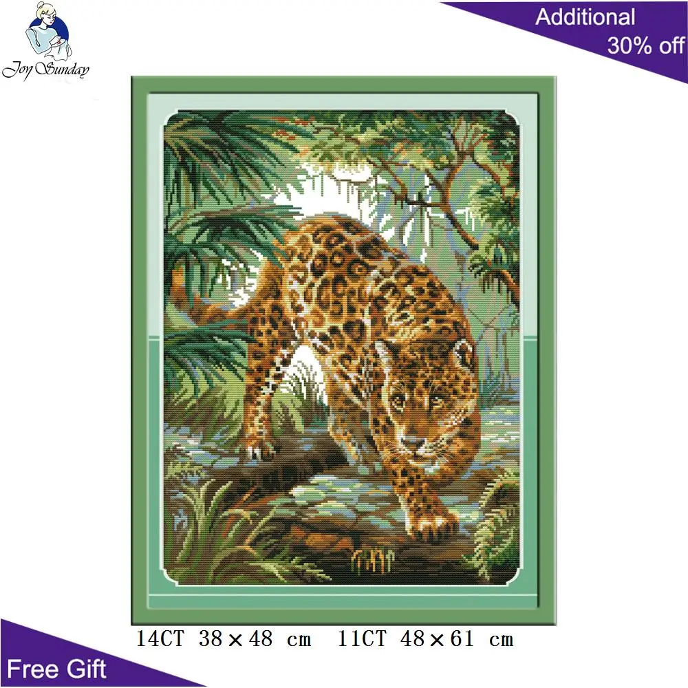 Joy Sunday Jungle Leopard вышивка крестиком DA266 14CT 11CT Счетный и штампованный домашний декор Джунгли Леопард оптом наборы крестиков