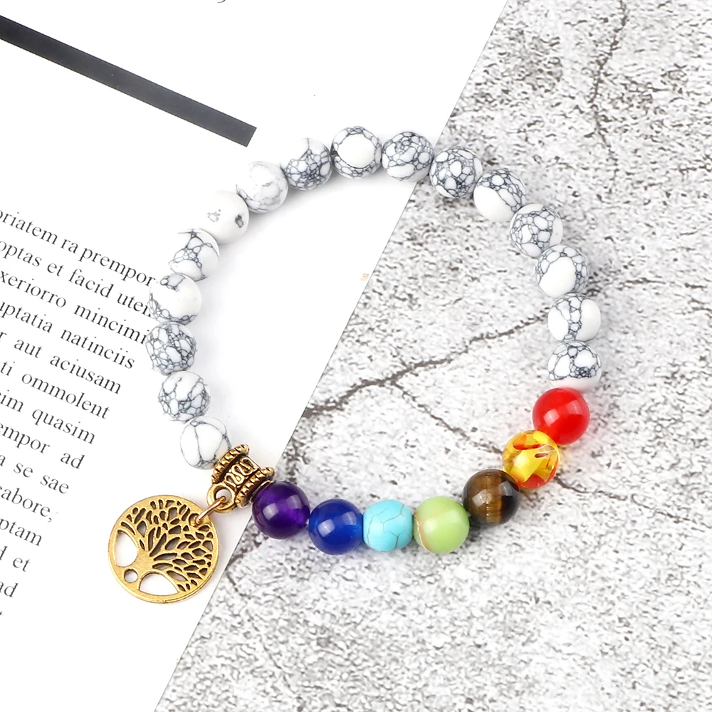 Multicolore 7 Chakra Guarigione Equilibrio Perline Bracciale Yoga Life