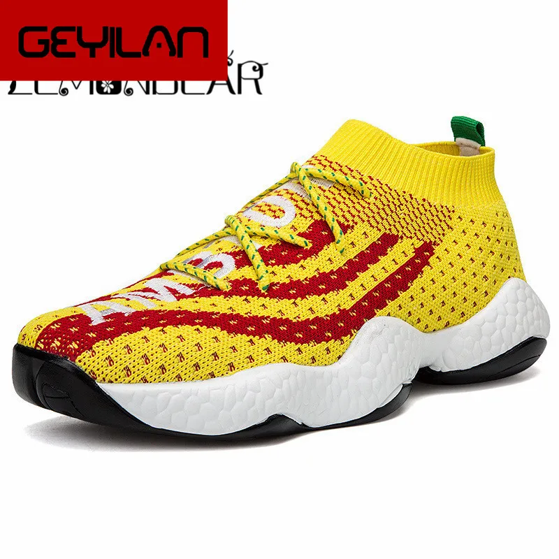 

Men Fly-knitted Shoes for Man Sneaker Size 39-44 Male Fashion Sock Shoes Designer Causal Shoes 2018 Men Autumn Colorful shoes
