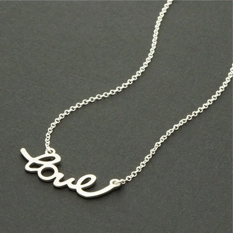 Love Letter Pendant Necklaces Stainless Steel Temperament Clavicle Necklace Couple Statement Jewelry Femme Bijoux