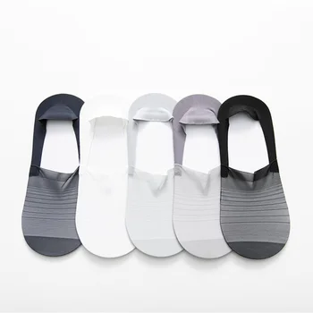 

1 Pair Spring Summer Men's Socks Breathable Non-slip Invisible Boat Socks Solid Color Casual Short Socks White/Black Socks