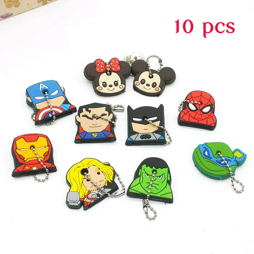 10 PCS/lot Protective Key Case Cover for Key Control Dust Cover Holder Cartoon Silicone Organizer cat Home Accessories Supplies - Цвет: MIX1