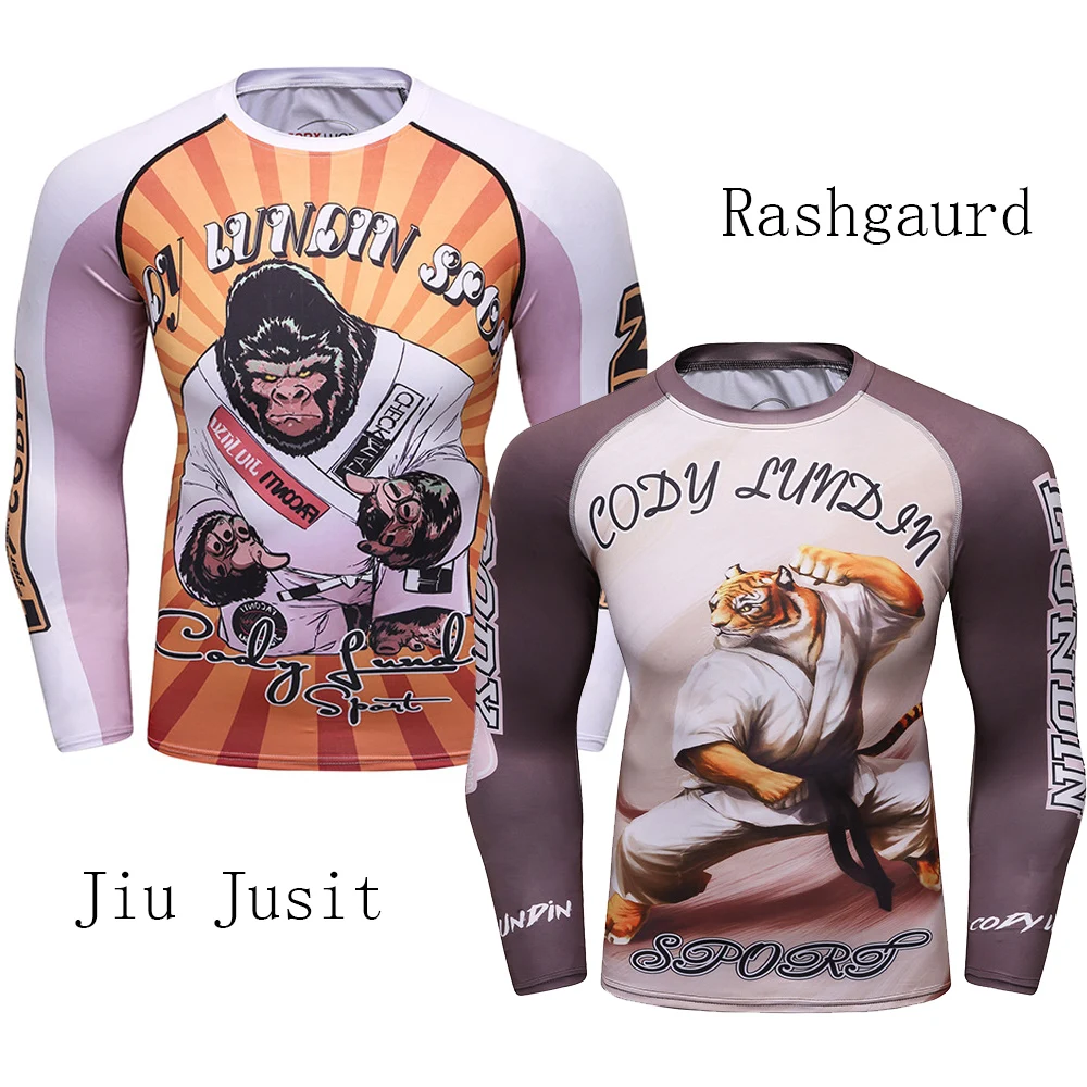 

Rashguard Jiu Jusit T-shirt Mma men's bjj gi Boxing Jerseys Long Sleeve Muay Thai T-shirts 3D Fightwear MMA Compression Tights