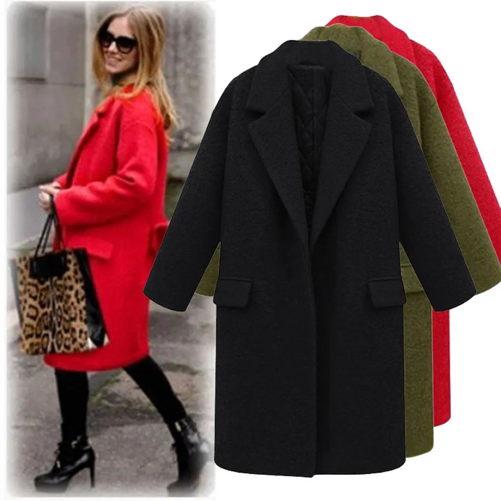 SAGACE многоцветное корейское женское длинное шерстяное пальто большого размера с двойным карманом толстое однотонное элегантное шерстяное пальто высокого качества