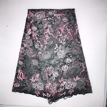 

2020 African Beaded Lace Fabric Embroidered Nigerian Laces Fabric High Quality Gold French Tulle Lace Fabric For Women dress