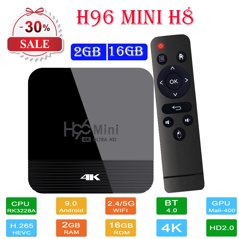 H96 мини H8 Смарт ТВ приставка android 9,0 Rockchip RK3228A WiFi 2,4G/5G Bluetooth 4,0 Поддержка Испания ip tv подписка H96 Мини ТВ приставка
