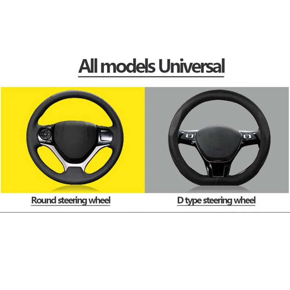1Pair Car Steering Wheel Cover Universal  Non-Slip Booster Accessory Three Dimensional  Carbon Fiber Decoration Look