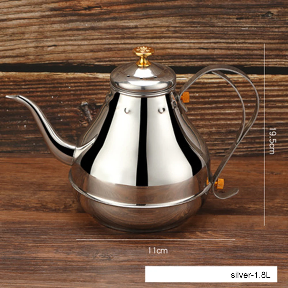silver 1.8L Кофеварка, пресс, мини-кофеварка, 1.2L/1.8L, нержавеющая сталь, с длинным горлышком, чайник для молока, кухонный инструмент, перколяторы, кофейник - Цвет: silver 1.8L