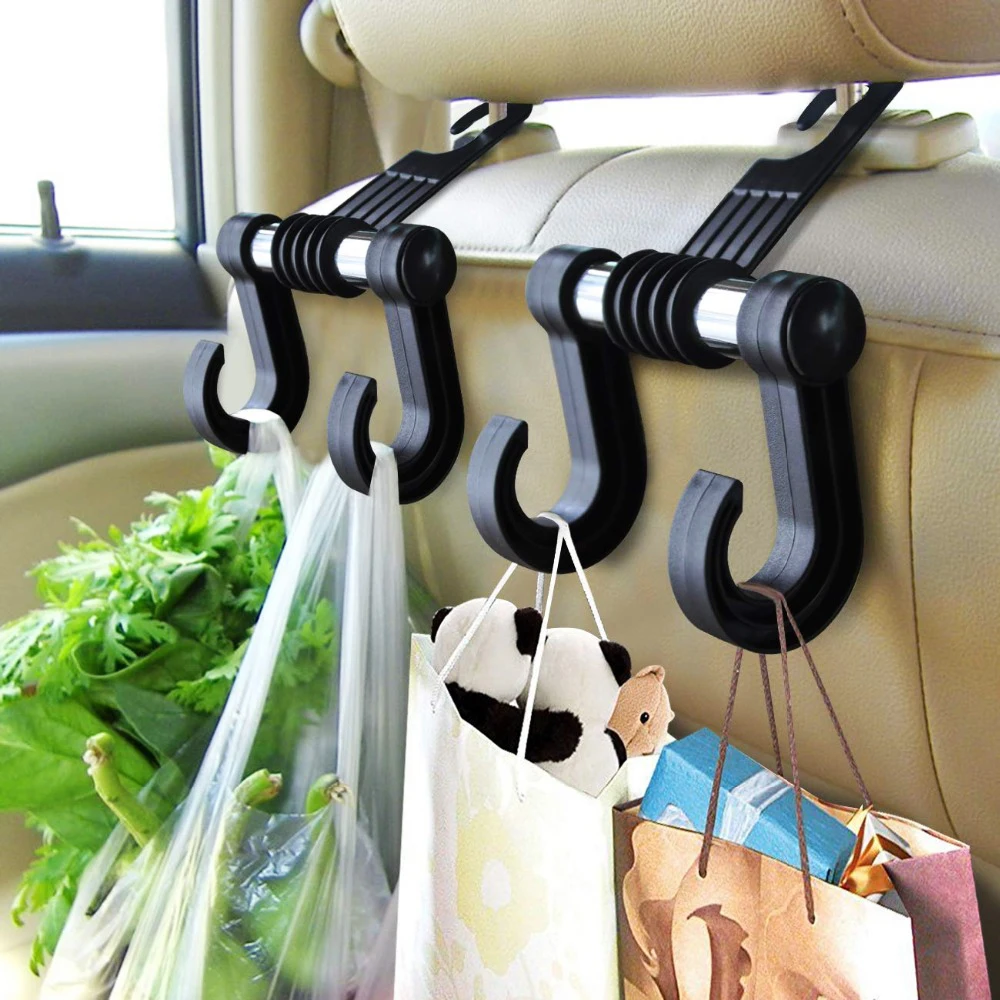 Универсальная вешалка-крючок для одежды и сумок, с креплением на подголовник автомобиля(2 штуки