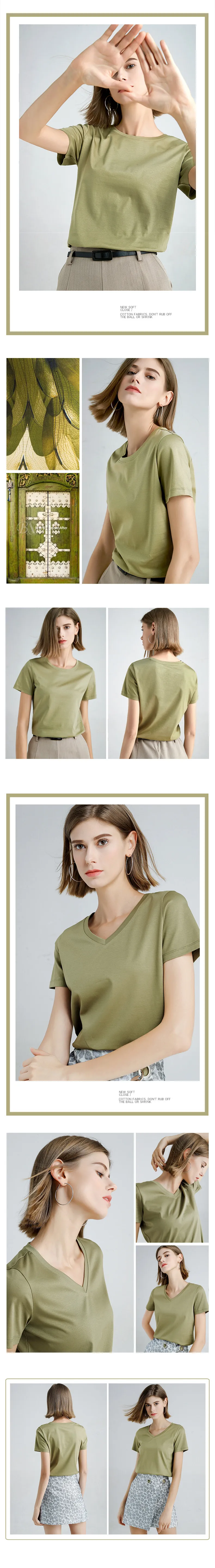 MRMT 2025 Brand New 80S Pure Cotton Women's T Shirt High Quality T-shirt for Female Short Sleeve V Collar Leisure Tops Tshirt