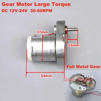 

7-shape Reduction Gearbox Electric Motor DC 12V-24V 60RPM Slow Speed Micro 37mm Large Torque Metal Gear Motor