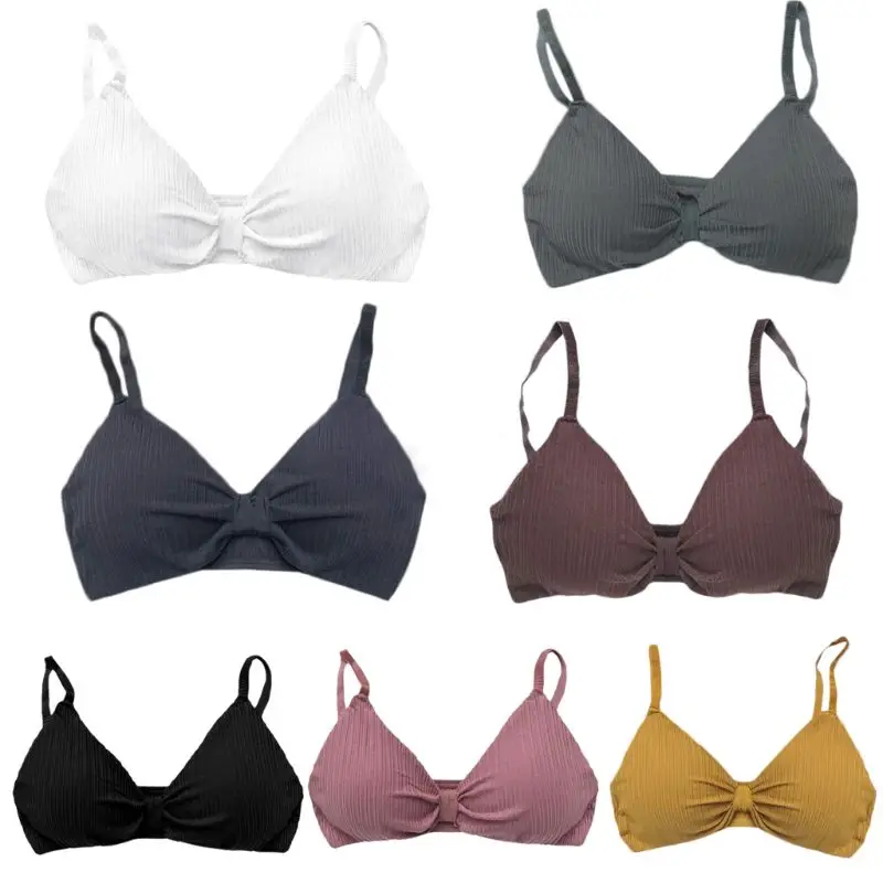 

EDCRFV 1PC 7 Colors Young Teenager Soft Padded Cotton Breathable Training Bra Solid Color Student Girls Underwear Top Clothes