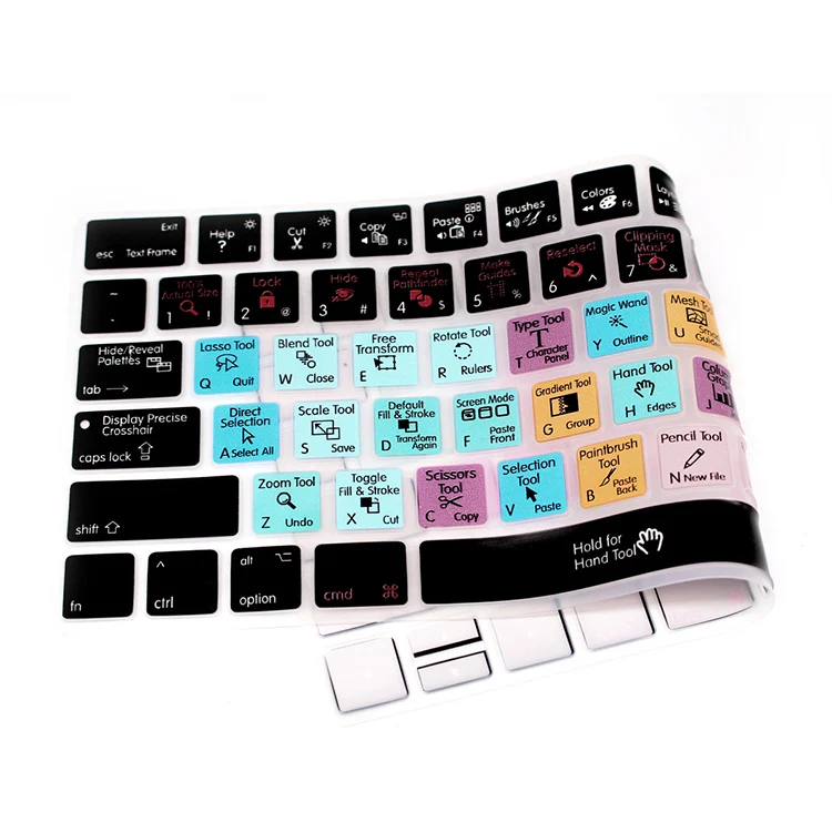 Прочная силиконовая накладка на клавиатуру HRH Adobe Illustrator AI Hotkeys для Apple Magic MLA22B/A US