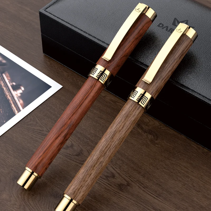 

DARB Luxurious New Rollerball Pen Gift Wooden Smooth Business Pens Writing Medium Point Black Refill Ballpoint Pen Office