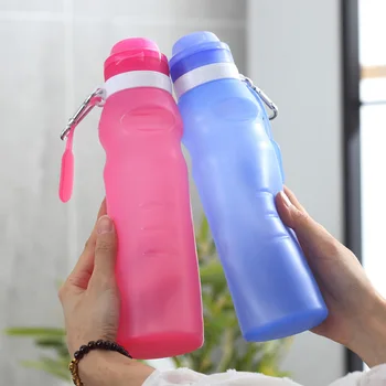 

12ps Silicone Folding Water Bottle 600ml Outdoor Sports Supplies Portable Water Bottle Convenient Travel Anti-scalding Insulated