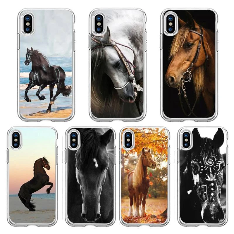 Run horse animal Phone Case Transparent soft For iphone 5 5s 5c se 6 6s 7 8 11 12 plus mini x xs xr pro max iphone 8 leather case