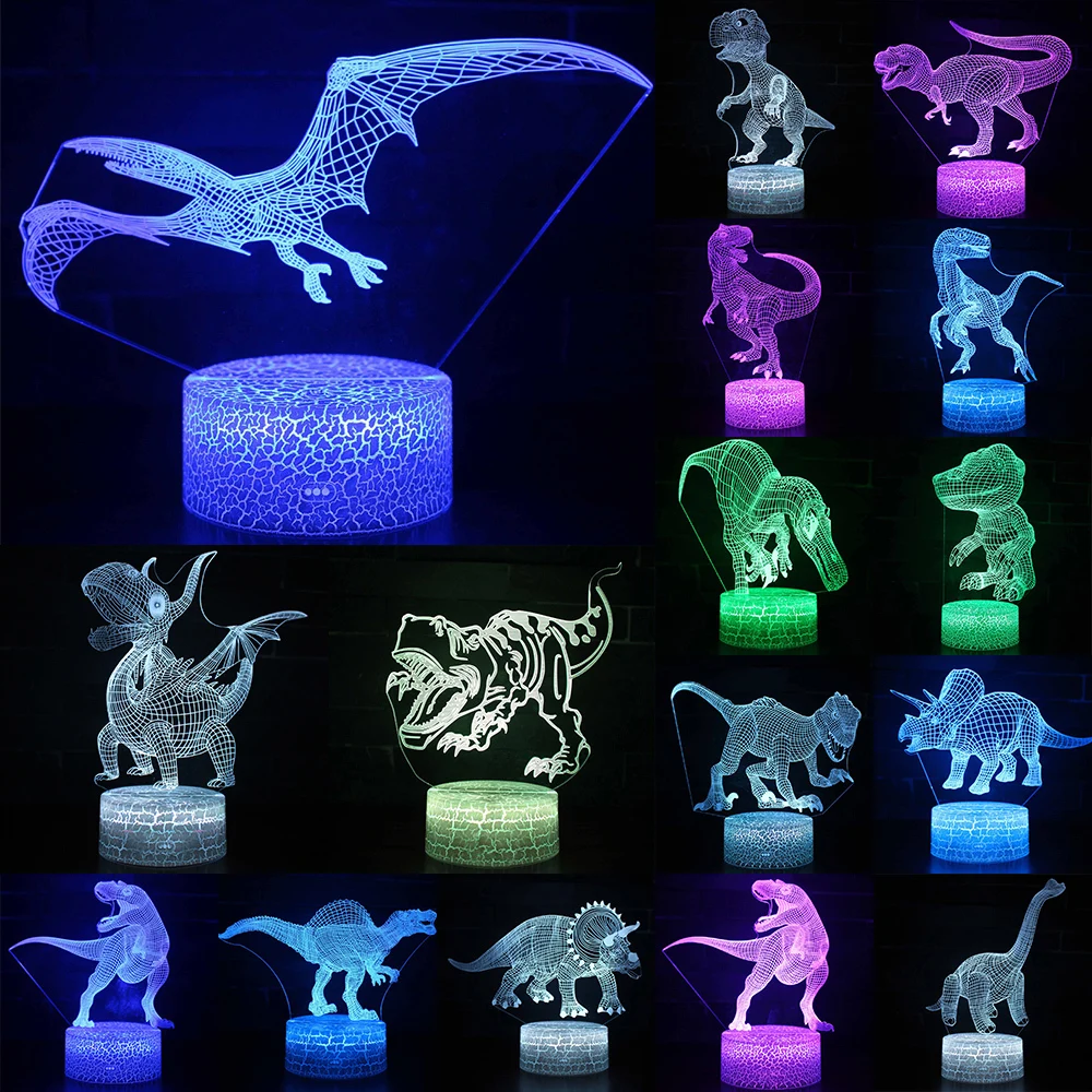 3D LED Night Light Lamp Dinosaur 16Color Remote Control Table Lamps Toys Birthday Christmas Gift For kid Home Decoration