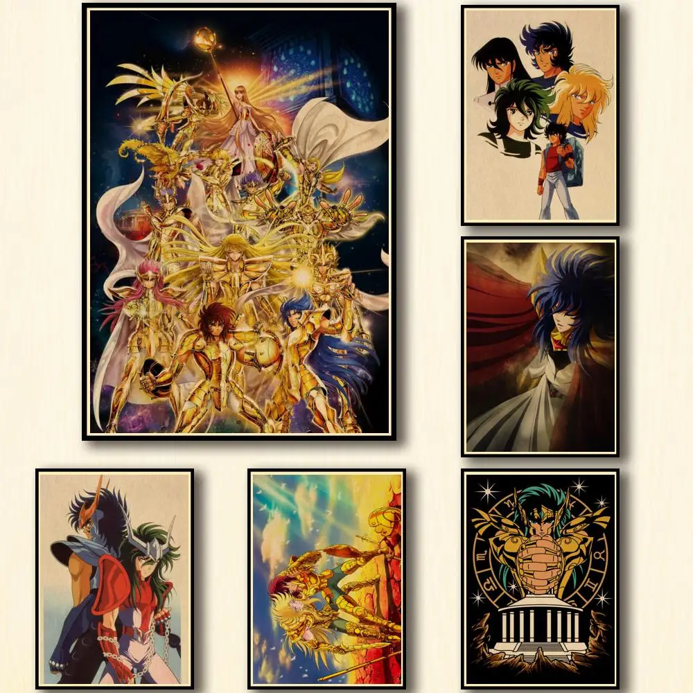 Saint Seiya Japanness Anime Kraft Paper Posters Wall Decor Art Painting Picture 