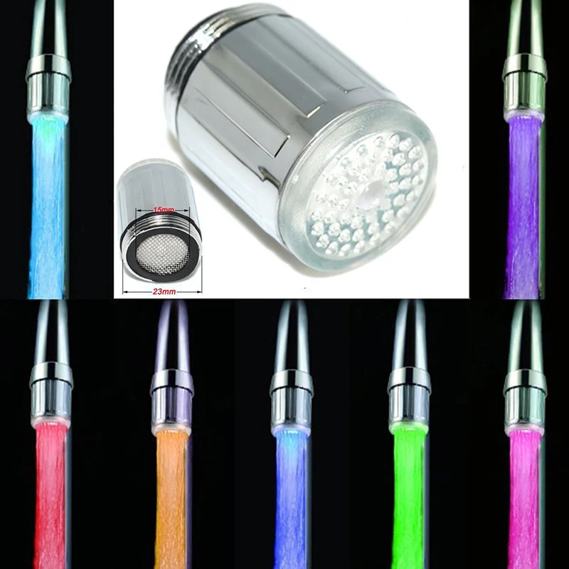 Description Picture 3 of itemLED Faucet Light Tap Nozzle RGB 7 Colors Change Blinking Temperature Faucet Aerator Water Saving Kitchen Bathroom Accessories