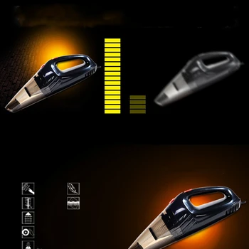 

Mini Cordless Car Vacuum Cleaner 12V 120W Home Auto Handheld Wet Dry Dual Use Portable HEPA Filter Vacuums with LED Light