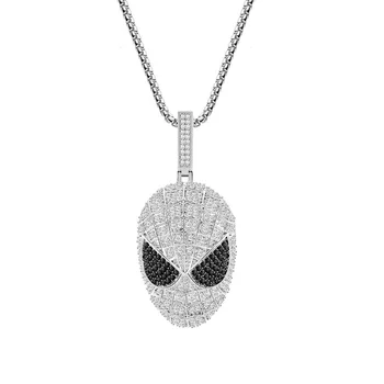 

Hip Hop AAA CZ Stone Paved Bling Ice Out Silver Color Spiderman Pendants Necklace for Men Rapper Jewelry Drop Shipping