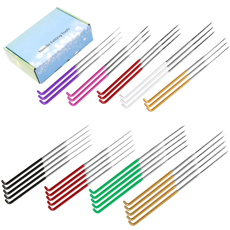 IMZAY 35 Pcs needle felt kit Felting Needles Kit Stainless Steel Wool Felt Tools Set Felting Pocked Needles Colorful Wool Supplies