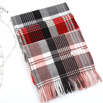 

New European and American Lattice Warm Cashmere-like Woman Scarf in Winter of 2019,Lady Liusu Shawl Imitated Cashmere Scarf