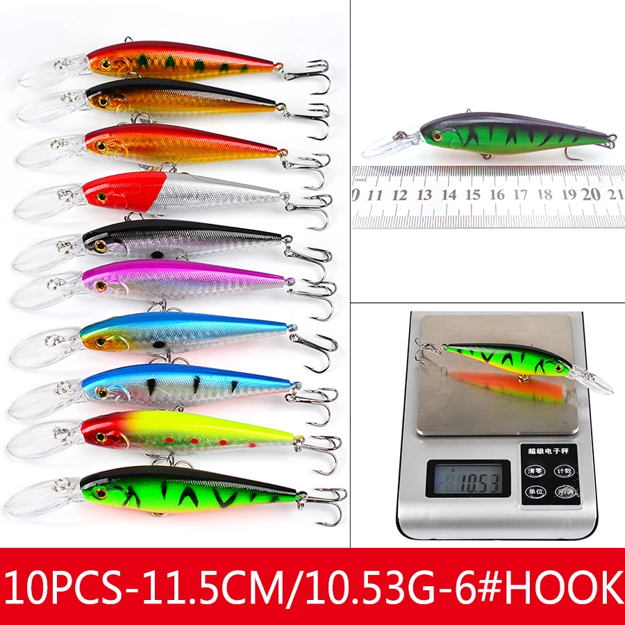 5pcs Mixed Colors Fishing Lure Set 7.2cm 7.5g Crazy Minnow Hard Bait Kit