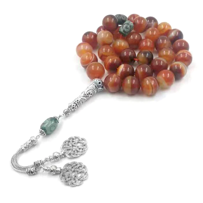 Большой Tasbih натуральный агат мужской Молитвенные Четки из бусин мусульманский
