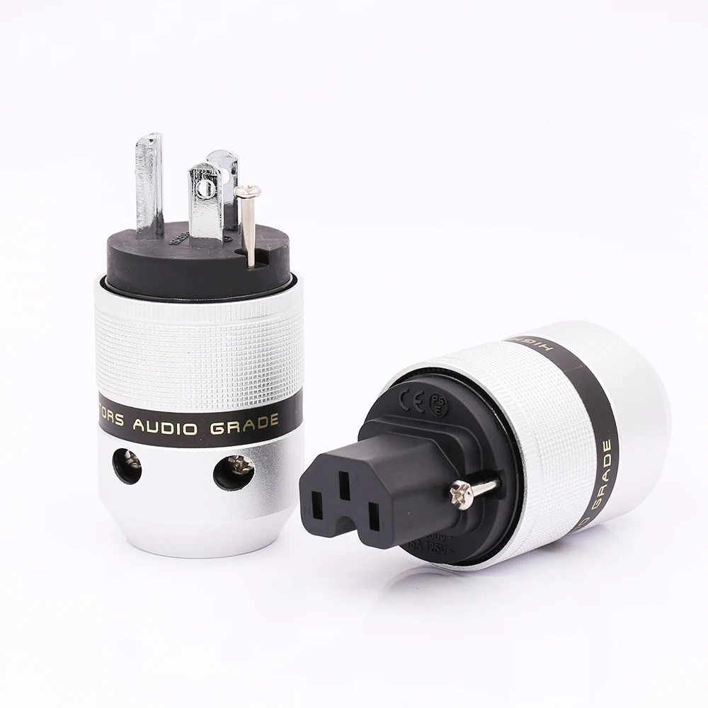 

5 pairs Hifi Audio Aluminum Rhodium Plated US Power Plug Male Connector+IEC Female Plug for Power cable