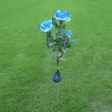 Сад Солнечный светодиодный газон Кол сад свет вечерние водонепроницаемые искусственные розы Пейзаж Открытый Декор дорожка для патио цветок