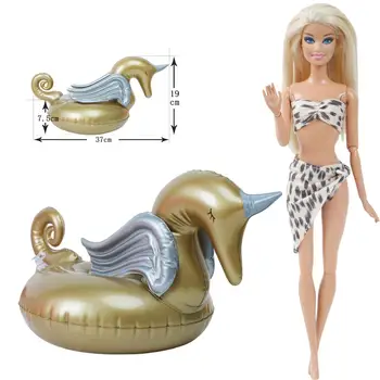 

2 Pcs/Lot = 1x Leopard Swimwear Beach Bathing Bikini Swimsuit + 1x Swimming Lifebuoy Pool Float Accessories for Barbie Doll Toy