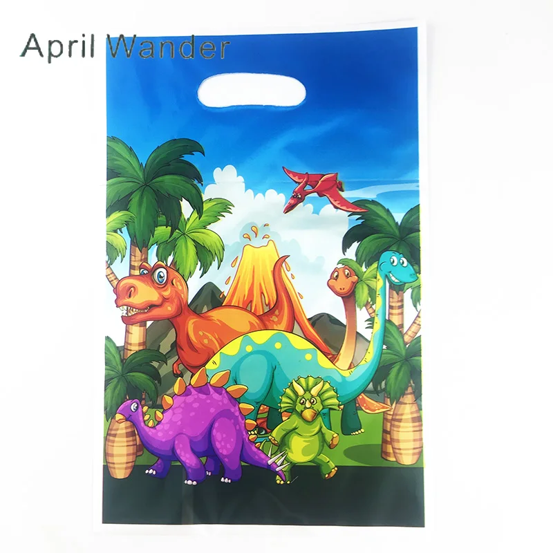 Lote de 20 bolsas de dinosaurio encantador para fiesta, bolsas de regalo de dinosaurio, bolsa de botín para niños, suministros para fiesta de cumpleaños y decoraciones