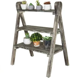 Support de sol en bois avec fleurs de balcon, à plusieurs niveaux, pour l'intérieur et l'extérieur 