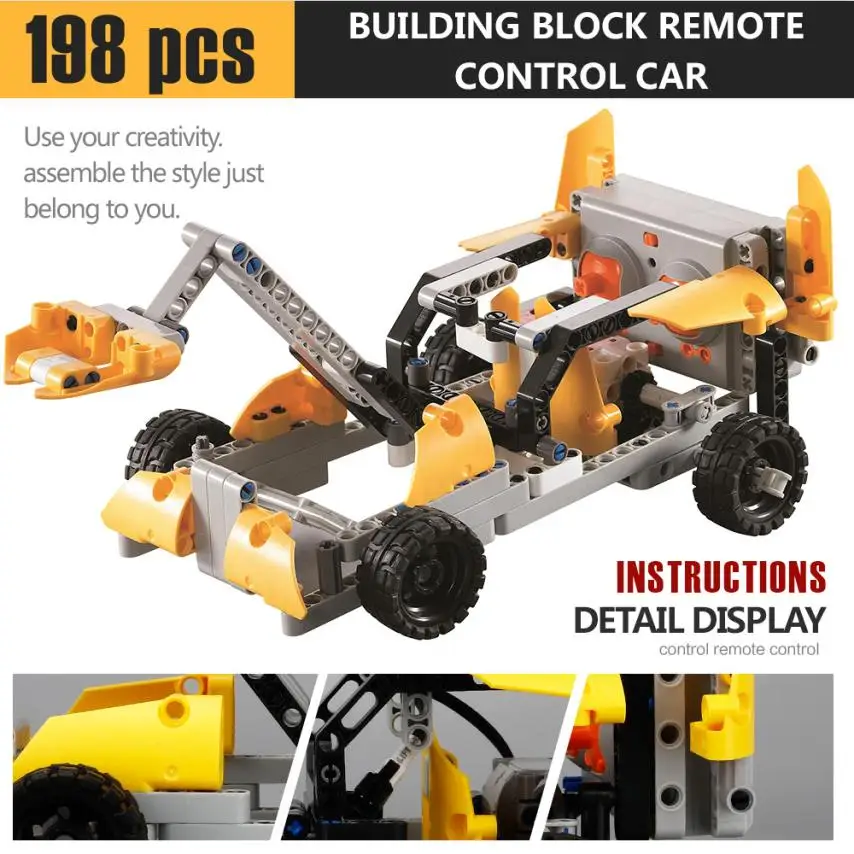 198 шт. DIY Kit R/C 10 в 1 гоночные автомобили Строительные кирпичи Радиоуправление гоночная игрушка для дистанционного управления s игрушки гоночные автомобили здание W726